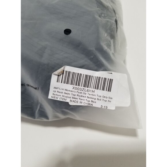 Charmo Tankini Top‎ Tie-side Drawstrings Tummy Control In Blue - Size Large - Picture 9 of 10